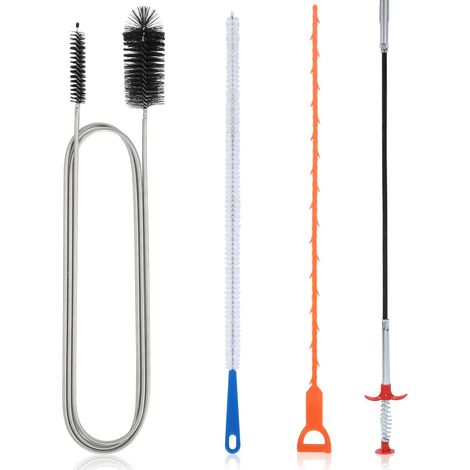Lot de 4 Deboucheur Canalisation, Brosse Nettoyage Deboucheur Canalisation, Kit Debouchage Cheveux Douche Pince à Griffes Flexible pour Débouchage de Canalisation pour Cuisine Douche (1/5)