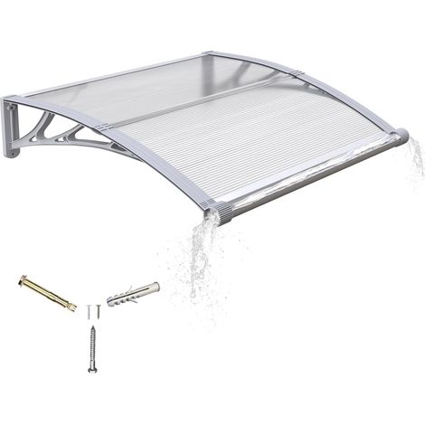 Auvent de Porte d'entrée 100x120cm Toit Marquise en Polycarbonate Porte Résistante Toit Abri Protection Contre La Pluie et UV Protection Contre la Pluie et la Neige (1/5)