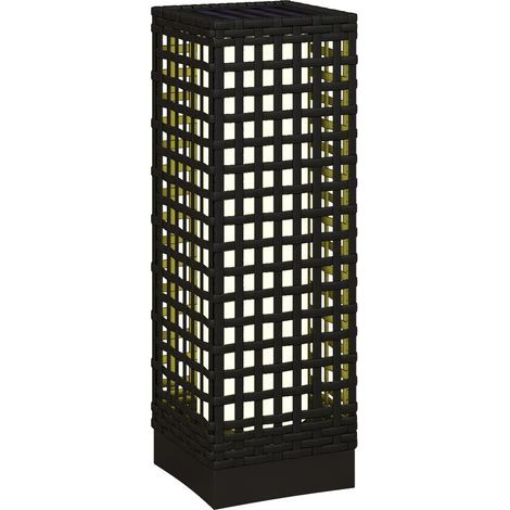 AMXCNOY Lampe solaire design rotin 15,5x15,5x46cm étanche avec capteur de lumière lampe de jardin LED automatique noir pour terrasse et jardin (1/5)