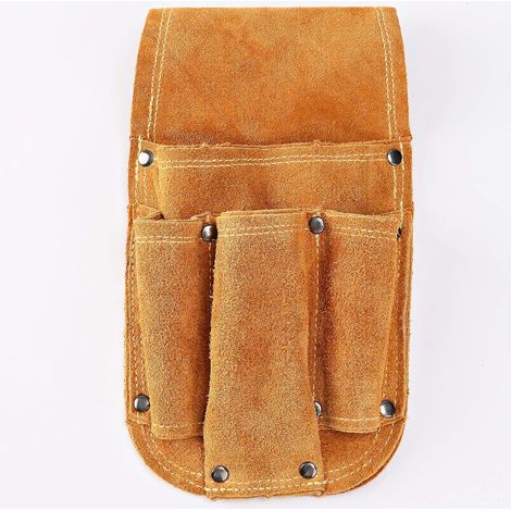 Borsa portautensili in pelle per carpentieri con porta martello, resistente per elettricisti e muratori (1/5)