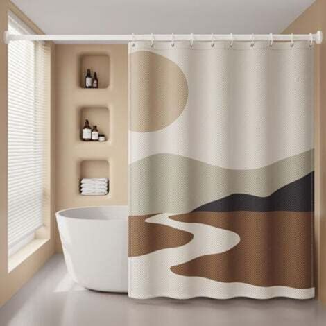 [NON UTILIZZATO] Tenda da doccia 180 x 200 cm con 12 ganci, asciugatura rapida (Tramonto), tessuto in poliestere impermeabile, lavabile in lavatrice, tende per bagno