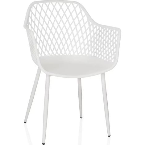 [GEBRAUCHT] B-Ware Hjh Living Outdoorstuhl Gartenstuhl Stuhl Kunststoff Armlehnen Weiß Begio L