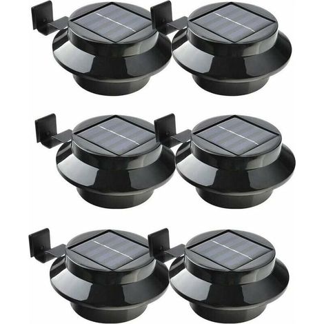 AGE Lot de 6 lampes de gouttière LED à énergie solaire, clôture, toit, gouttière, jardin, cour, mur, noir (1/5)