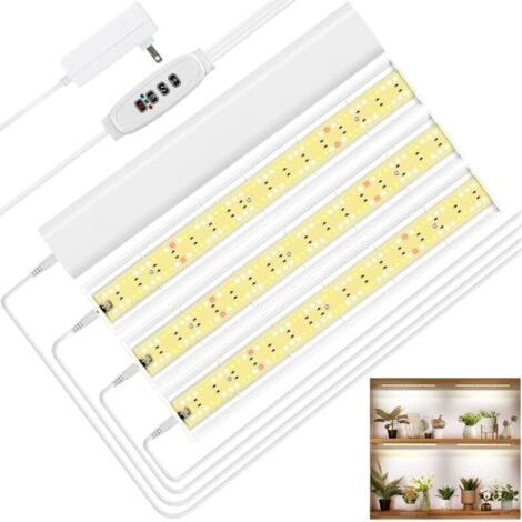 Lampe de croissance LED pour plantes, spectre complet 3 000 K, bandes lumineuses pour plantes d'intérieur，éclairage de croissance LED pour serre hydroponique, 33 cm, 4 têtes (1/5)