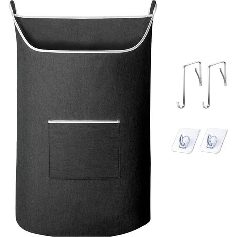 (Black 1pack) Sac À Linge Suspendu XL Noir,Panier De Rangement À Fixer À La Porte Avec Grande Ouverture (1/5)
