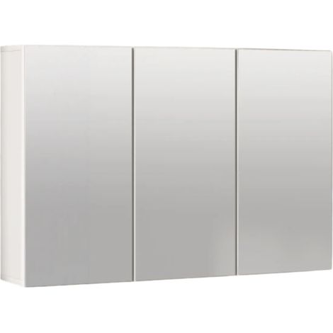 Armario de baño con espejo de 3 puertas, 90 x 15,5 x 60 cm, blanco, montaje en pared (1/5)