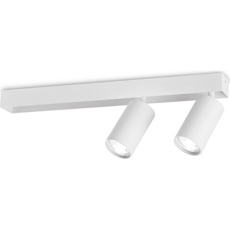 Plafoniera Contemporanea Profilo Metallo Bianco 2 Luci Gu10 28W 3000K Ip20