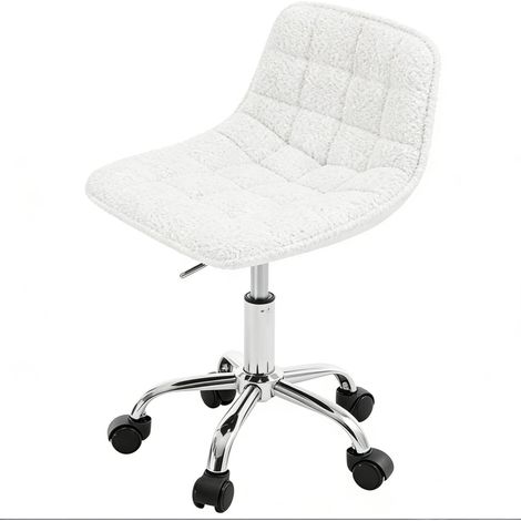 CHICFURN Sedia da ufficio ergonomica 43 x 43 x 67,5 cm in ciniglia bianca, regolabile (1/5)