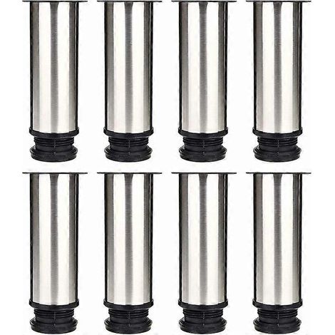 Ensemble de 8 pieds de meubles soigneusement sélectionnés, pieds de cuisine réglables, 50 mm de diamètre / 150 mm de hauteur, pieds ronds en métal inoxydable pour canapé/table SZRH (1/5)