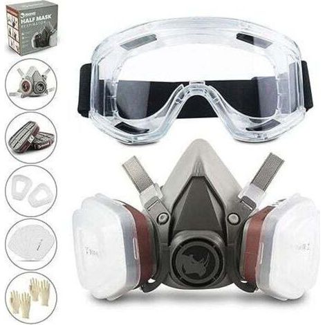 Reusable half-mask respirator 6200 – Silicone respiratory protection – Anti-fog glasses – 95% filters for painting and welding (1/5)