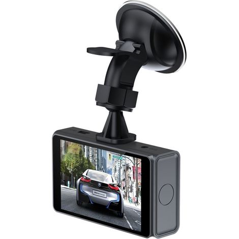 Caméra embarquée Full HD grand angle 140° de 5 pouces avec 3 objectifs (avant, intérieur et arrière) et boîtier noir. (1/5)