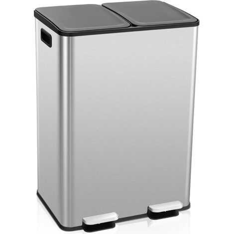 2 x 30l mulleimer mit 2 fachern sanft schlieendem deckel 2 desodorierungsfacher silber