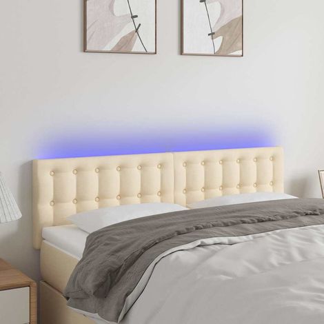 vidaXL Cabecero con LED de tela color crema 144x5x78/88 cm (1/5)