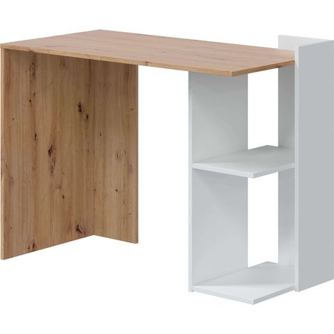 Table de bureau Kenia en chêne Nodi et blanc Artik 78x100x52 cm (1/10)
