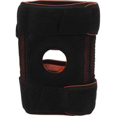 Genouillère de Sport Unisexe Noire Ajustable avec Ressort en Silicone, Type Ouvert Creux (1/5)