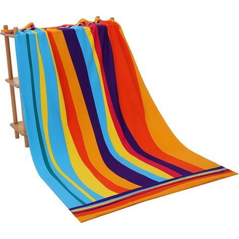 Telo mare XL - 180 x 100 cm - Asciugatura rapida e ultra assorbente - Asciugamano da bagno leggero in microfibra per adulti - Ampio telo mare per la piscina e le vacanze - Strisce irregolari (1/5)