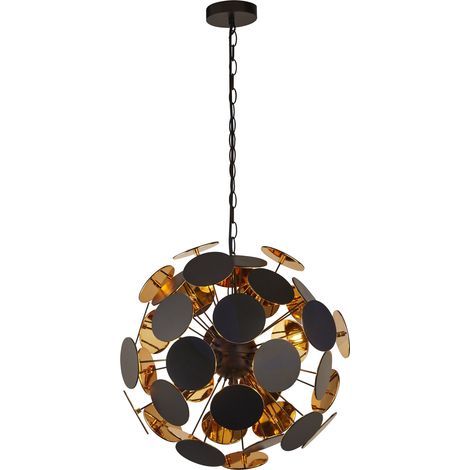 Searchlight DISCUS - Plafonnier à 4 ampoules, noir, or (1/5)