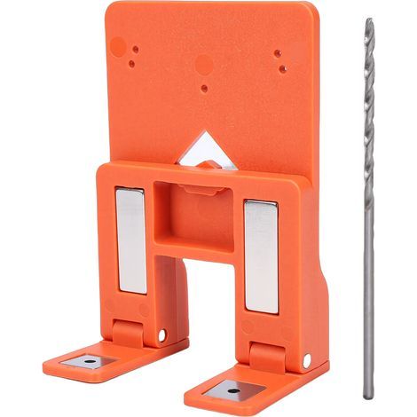 Outil de positionnement des espaces de charnière avec aimant, Installation de porte d'armoire, plaque de fixation, entretoise de positionnement et foret hélicoïdal (1/5)