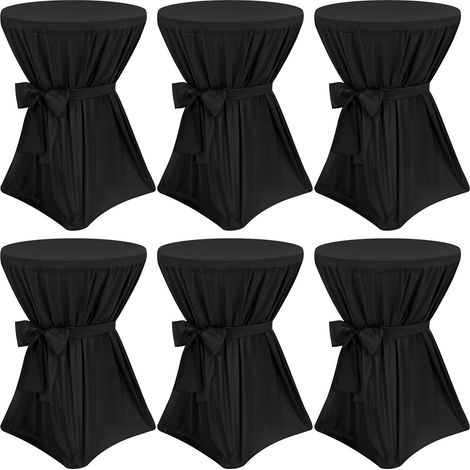 Lot de 6 Housses de Table de Bar - Noire, Opaque Diamètre 80 cm, Antidérapantes, Infroissables (1/5)