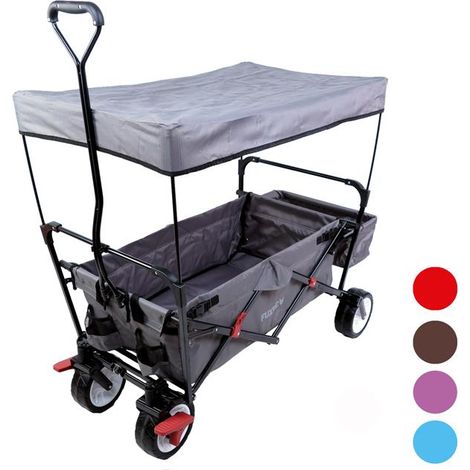 FUXLIFE by FUXTEC FX-CT350 Carrello pieghevole compatto con borsa posteriore e tettuccio parasole Ideale per giardino, campeggio e outdoor