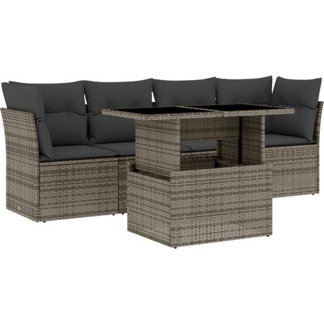 Maison Exclusive - Set Divano da Giardino 5 pz con Cuscini Grigio in Polyrattan