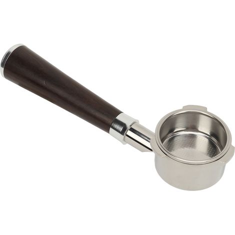 Porte-filtre sans fond 51mm 3 oreilles avec panier, acier inoxydable noir manche bois de rose, accessoire machine à café pour DonLim (1/5)