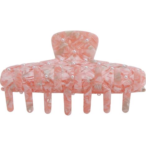 Pince à cheveux orange avec perles, antidérapante, durable et tendance, idéale comme cadeau pour femmes et filles. (1/5)