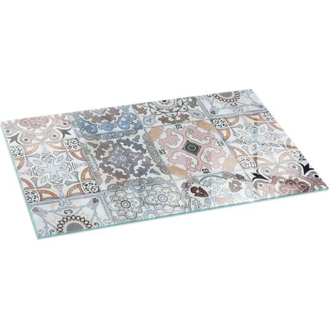 Grande Plaque en verre trempé de sol décorative imprimée premium sous cheminée Motifs mosaïques sur carreaux 140x70 cm (1/5)