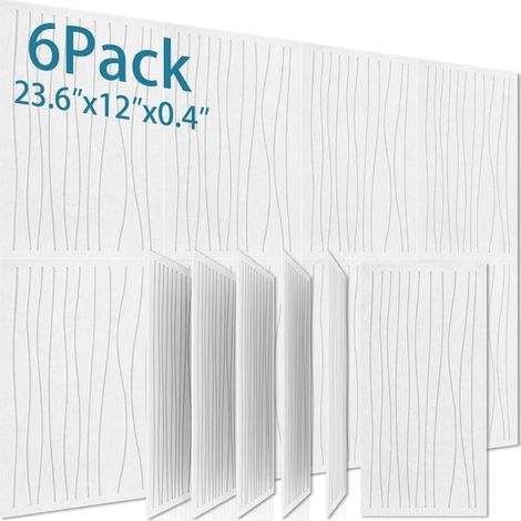 paneles autoadhesivos de PVC insonorizantes con rayas, adhesivo de pared con forma de cuadrícula, decoración sencilla, blanco. (1/5)