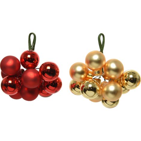 Roter und goldener Weihnachtsdeko-Strauß, verschiedene Farben, ø2 cm (1/5)