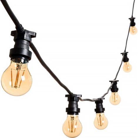 CATENA LUMINOSA LED 5M E 10 PORTALAMPADA E27 PROLUNGABILE IP54 PER ESTERNI - IDEALE PER FESTE EVENTI E DECORAZIONI NATALIZIE (1/4)