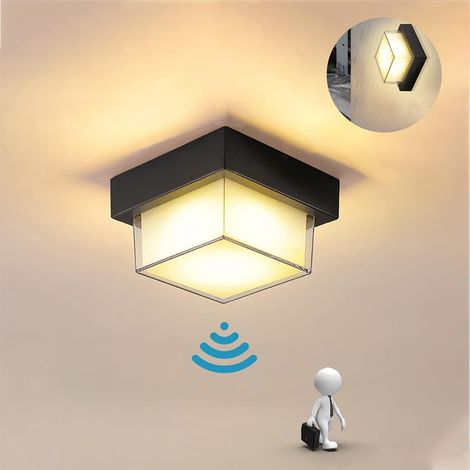 Plafonnier LED Intérieur Detecteur de Mouvement 15W Exterieur Applique Murale Lampe avec Capteur Crépusculaire IP65 Étanche pour Escalier Garage Couloir Balcon Salle de Bains Porche Entrée, 3000K (1/5)