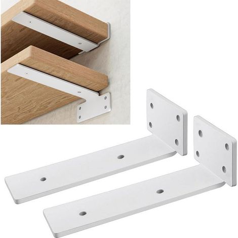 (Blanc, 15 cm) Lot de 2 supports d'étagère robustes pour montage mural, capacité de charge de 75 kg, support de suspension en forme de T, support de montage mural (1/5)