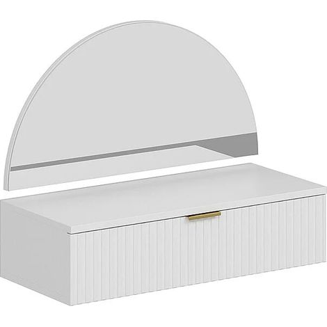 Toeletta sospesa con specchio e LED 1 cassetto Bianco - FRALYN