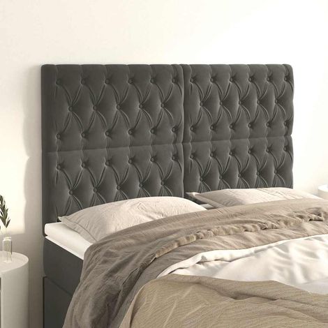 Tête de lit 160 x 7 x 118/128 cm en velours gris foncé, hauteur réglable - PANGIVO (1/5)