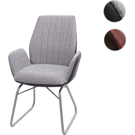 Chaise de salle à manger HWC-G73, fauteuil, basculant, semi-cuir, tissu, acier inox brossé - brun, aspect daim (1/5)