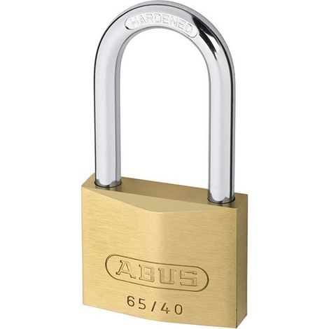 ABUS Mechanical 65/40mm Brass Padlock 40mm Long Shackle Carded ABU6540LS40C