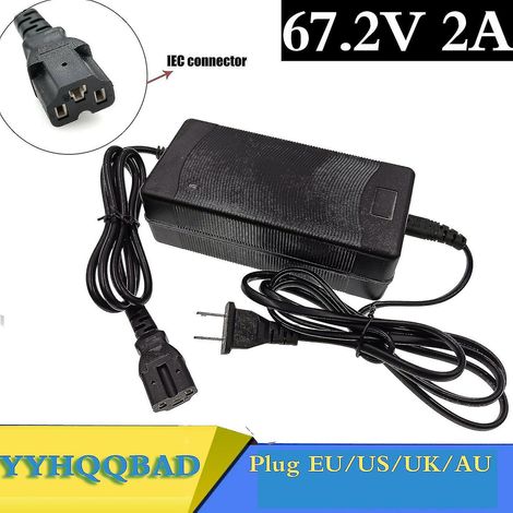 Caricabatterie al litio da 67,2 V 2 A compatibile con caricabatterie per bici elettrica agli ioni di litio da 60 V con connettore PC e connettore IEC. (1/5)