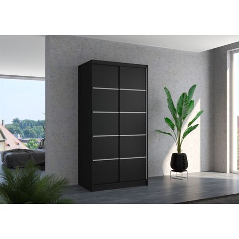 Schiebetürenschrank Schrank Nr.130 in Schwarz matt 100x200x58 cm (1/3)