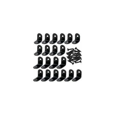 Lot de 20 supports d'angle en forme de L avec 40 vis, équerres d'angle pour bois en acier inoxydable Noir (1/5)