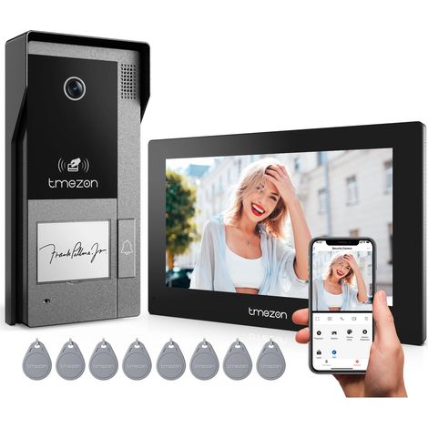 Système d'interphone vidéo WiFi à 2 fils avec caméra et écran tactile IP filaire 1080P de 7 pouces, déverrouillage à distance,1M1D (1/5)