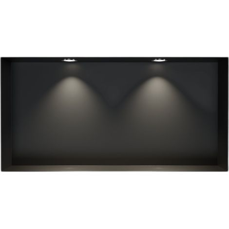 Bernstein – Niche murale douche acier inoxydable avec 2 spots LED – Dimensions 20x60x10cm – Montage encastré – Protection antirouille et imperméable - NT203010X