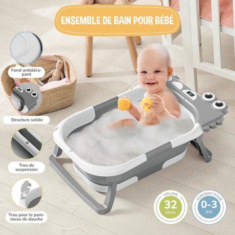 Vaschetta da bagno pieghevole XXL per neonati con cuscino e termometro integrato, seggiolino pratico, regalo ideale per bambina o bambino - ALTRO (1/4)