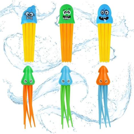 6pcs Jouet de Plongée Piscine, Méduse Pieuvre Jouets de Natation Jouet sous Eau été Jeux de Natation Piscine pour Adultes Enfants L'entraînement sous-Marin (1/5)