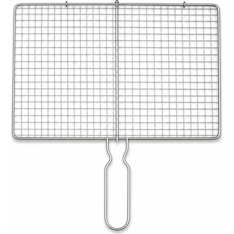 Pince à poisson en inox 22 × 40 cm, maille fine — grille de cuisson pour barbecue et grillades (1/5)