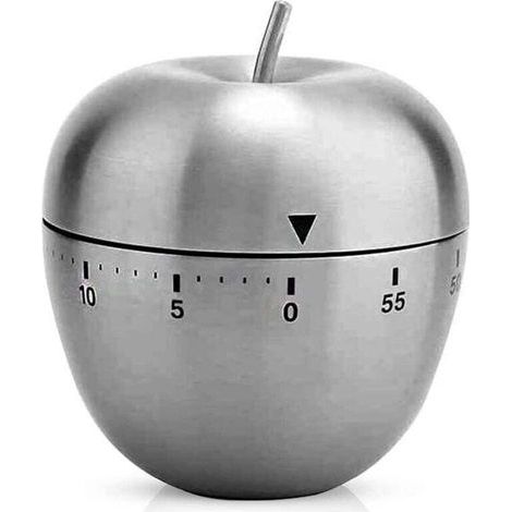 Apfelförmige Küchenuhr, mechanischer Drehwecker, Edelstahl, 60-Minuten-Kochtimer (1/4)