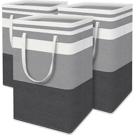 Lot de 2 paniers à linge pliables hauts avec poignée extensible, 75 L (1/5)