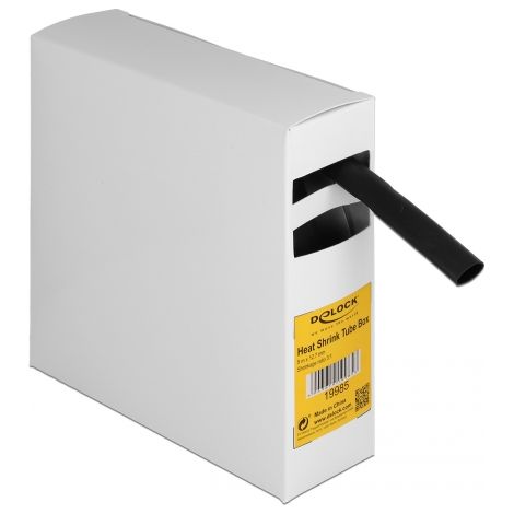 Delock Caja de tubos termorretrÃ¡ctiles, con adhesivo interior, relaciÃ³n de contracciÃ³n 3:1, 5 m x 12,7 mm negro