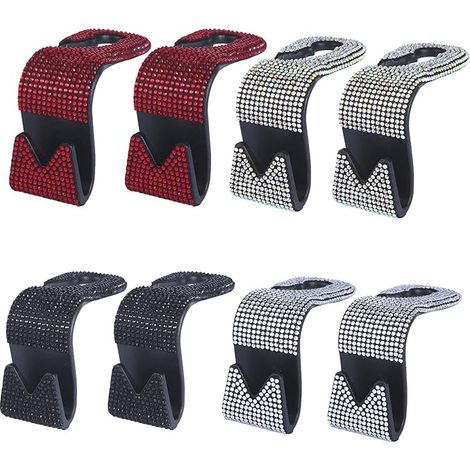 Crochet caché 2 en 1 pour appuie-tête de voiture, support pour téléphone portable et crochet pour sac, nouveau modèle 2023 (4 pièces) (1/5)