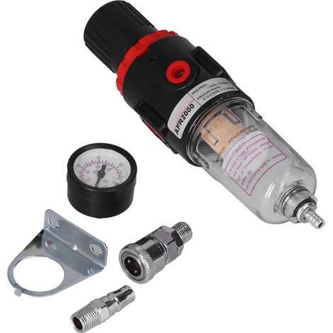 Régulateur de pression avec filtre anti-humidité, séparateur eau/huile et manomètre pour compresseur d'air 1/4 po